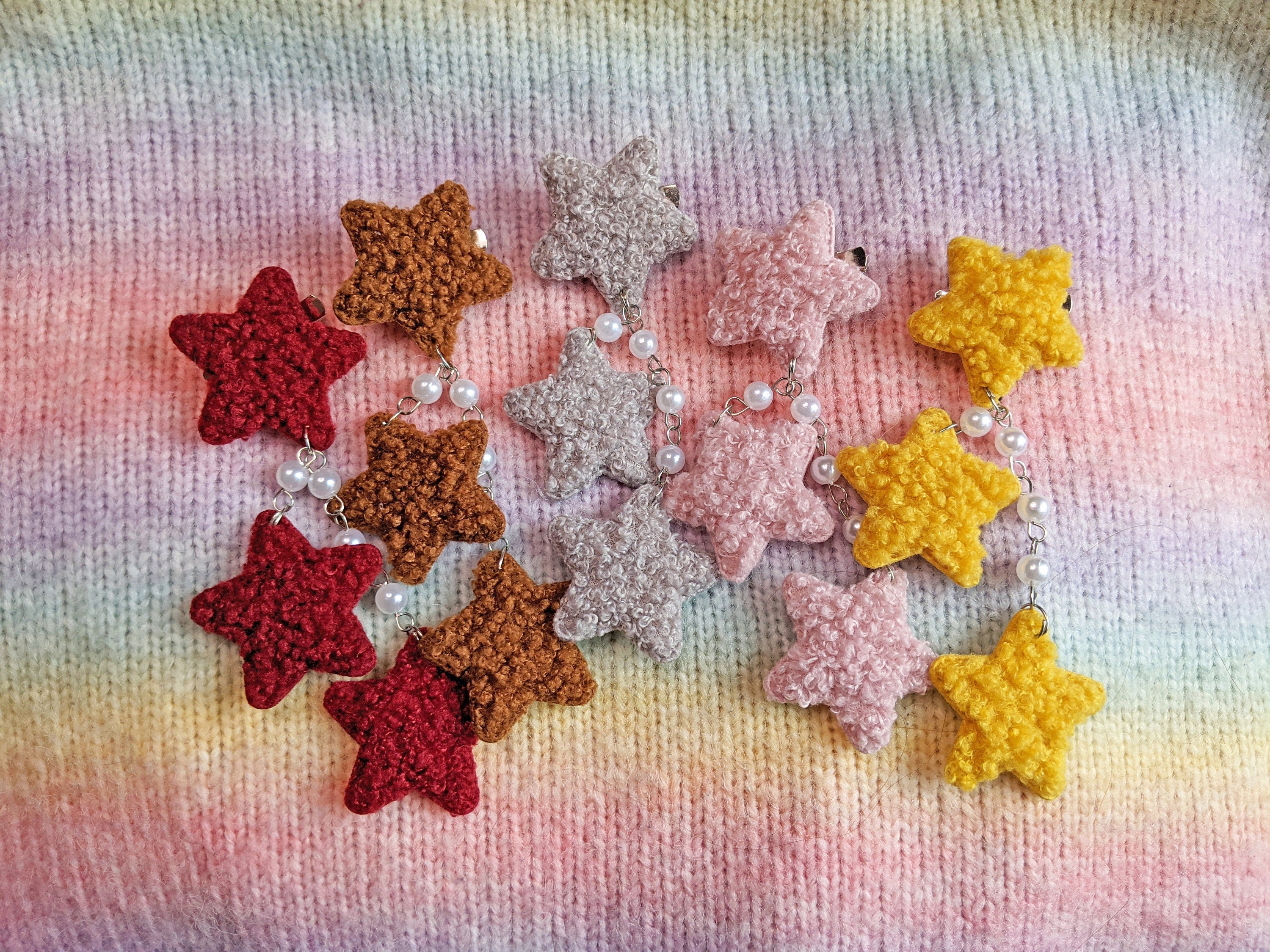 Fuzzy Star Hair Clips