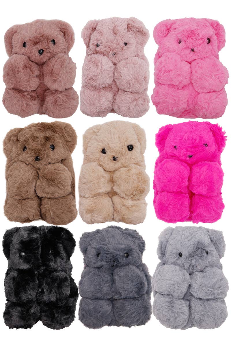 Teddy Bear Faux Fur Plush Lined Crossbody Bag
