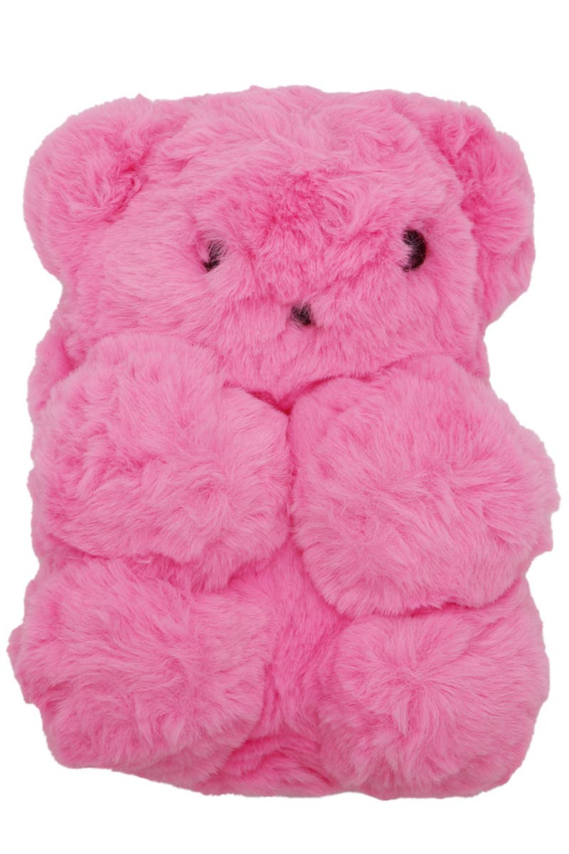 Teddy Bear Faux Fur Plush Lined Crossbody Bag