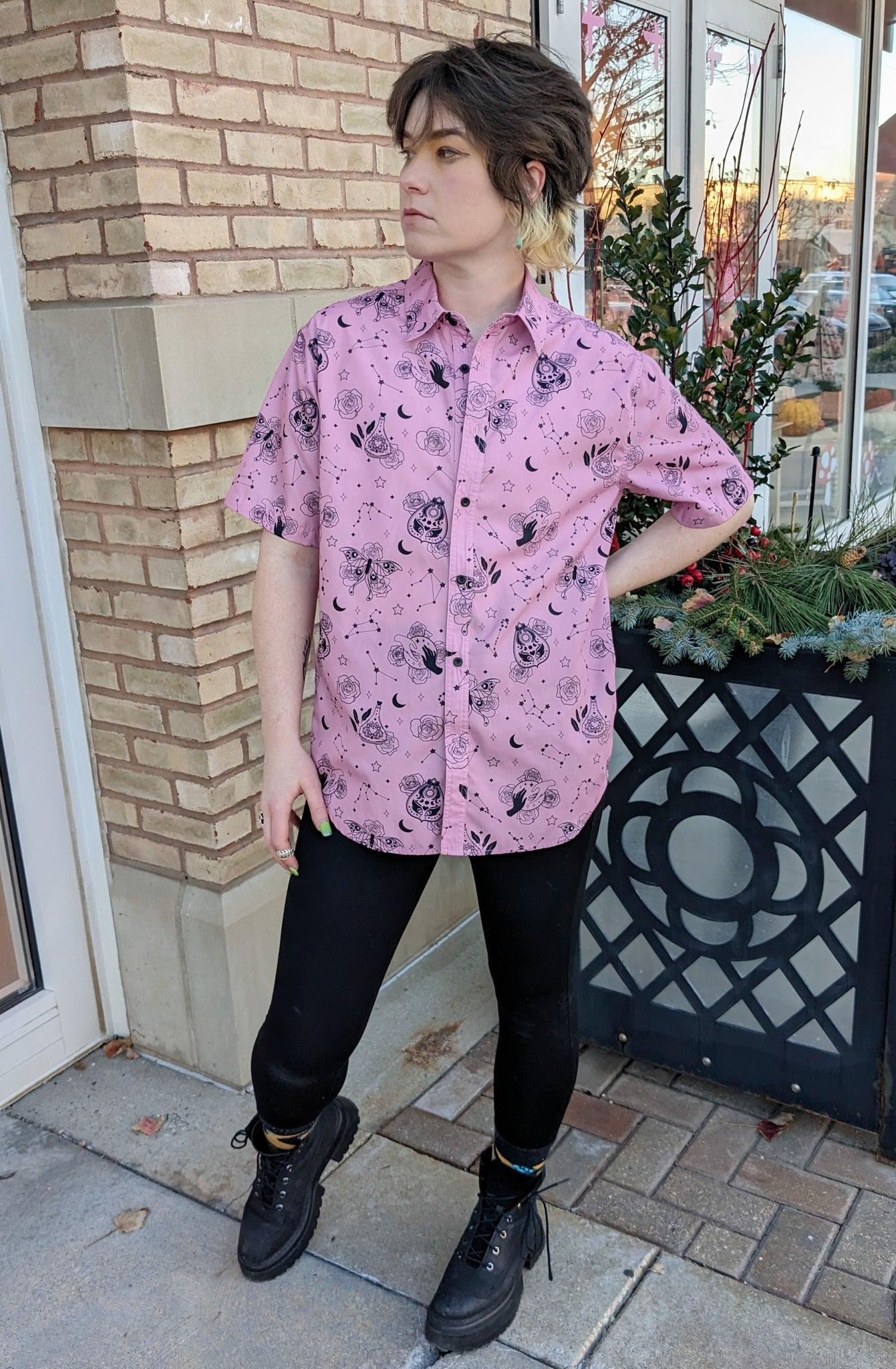 Lovely Oracle Pink Button Up Shirt