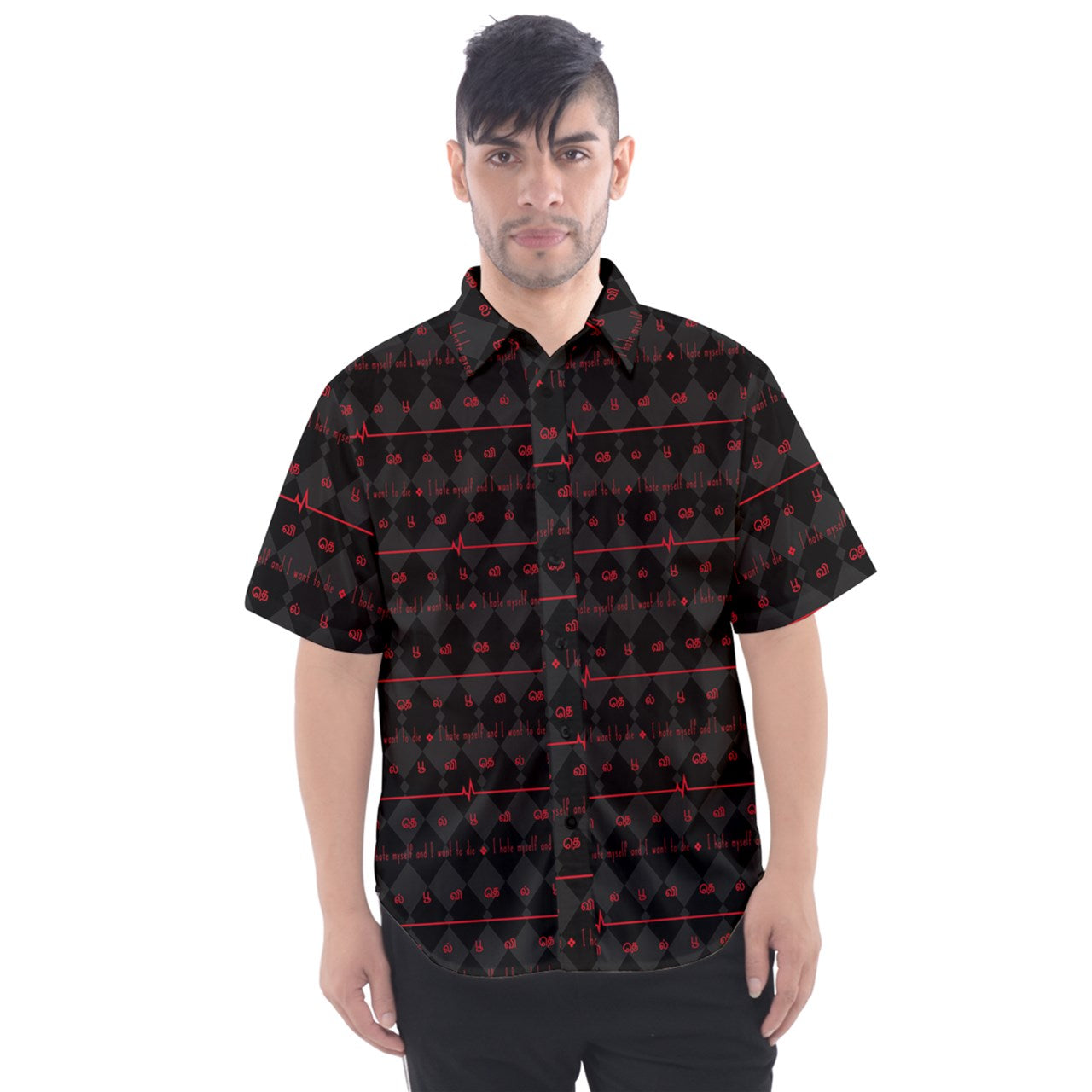 Anxiety Angel Button Up Shirt in Red - Lolita Collective
