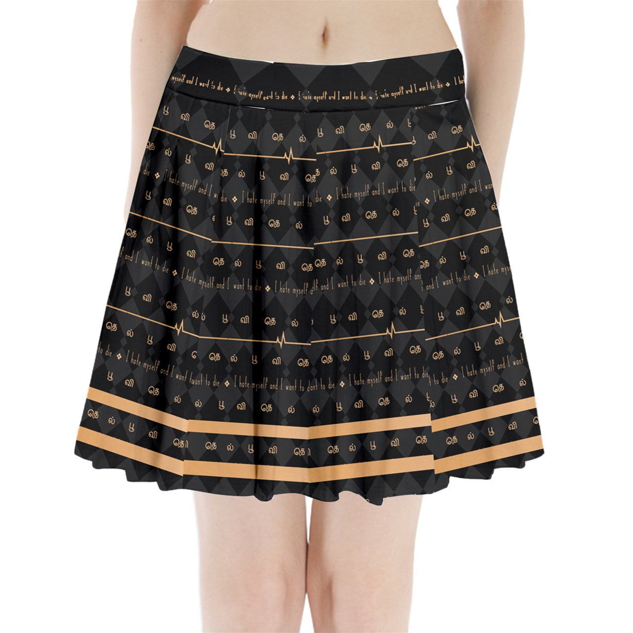 Anxiety Angel Mini Skirt in Gold - Lolita Collective