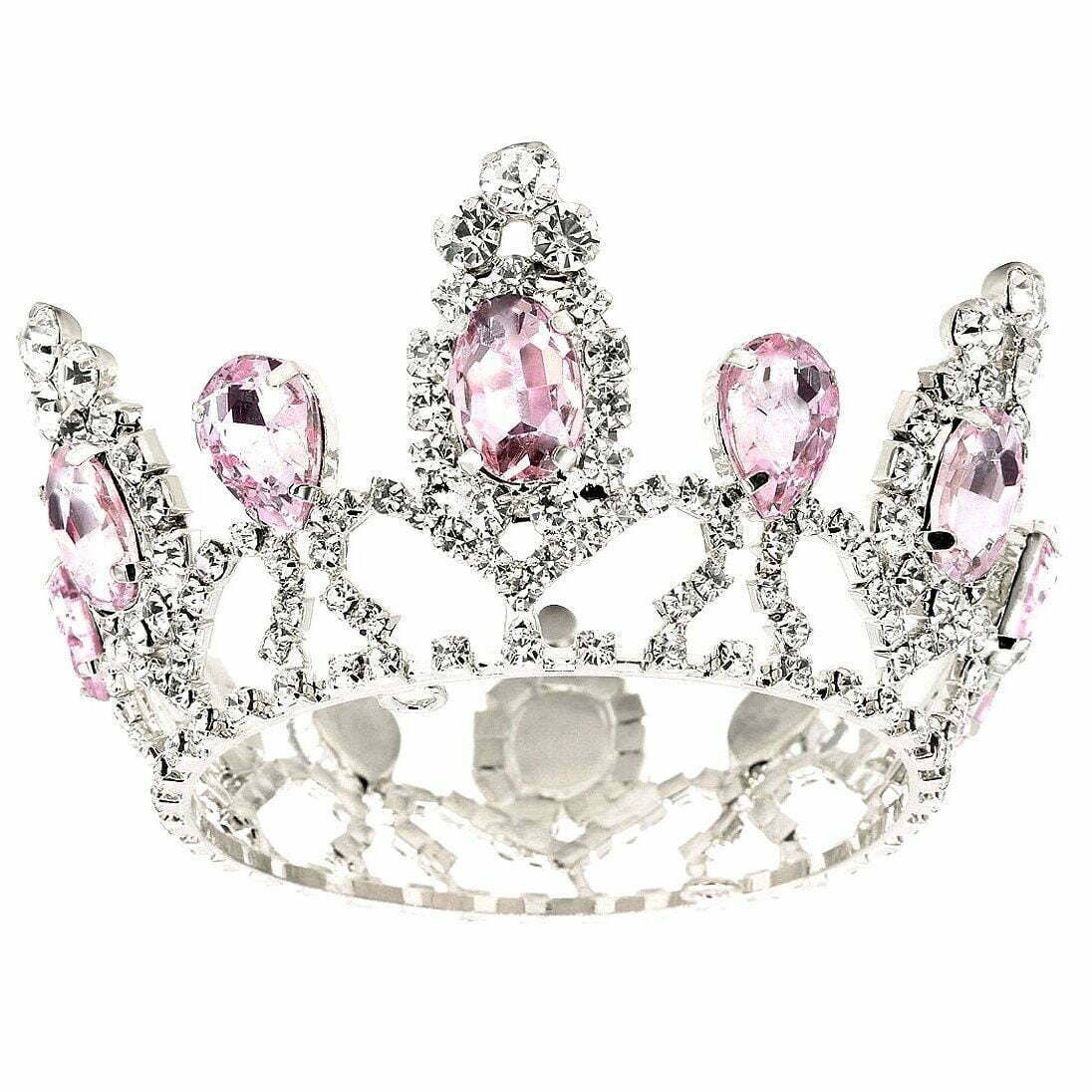 Rhinestone Mini Crown - Silver x Pink