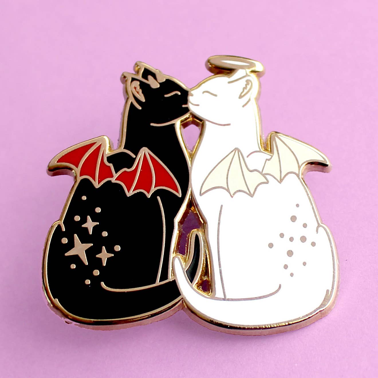 Angel & Devil Cats Enamel Pin - Halloween Collection