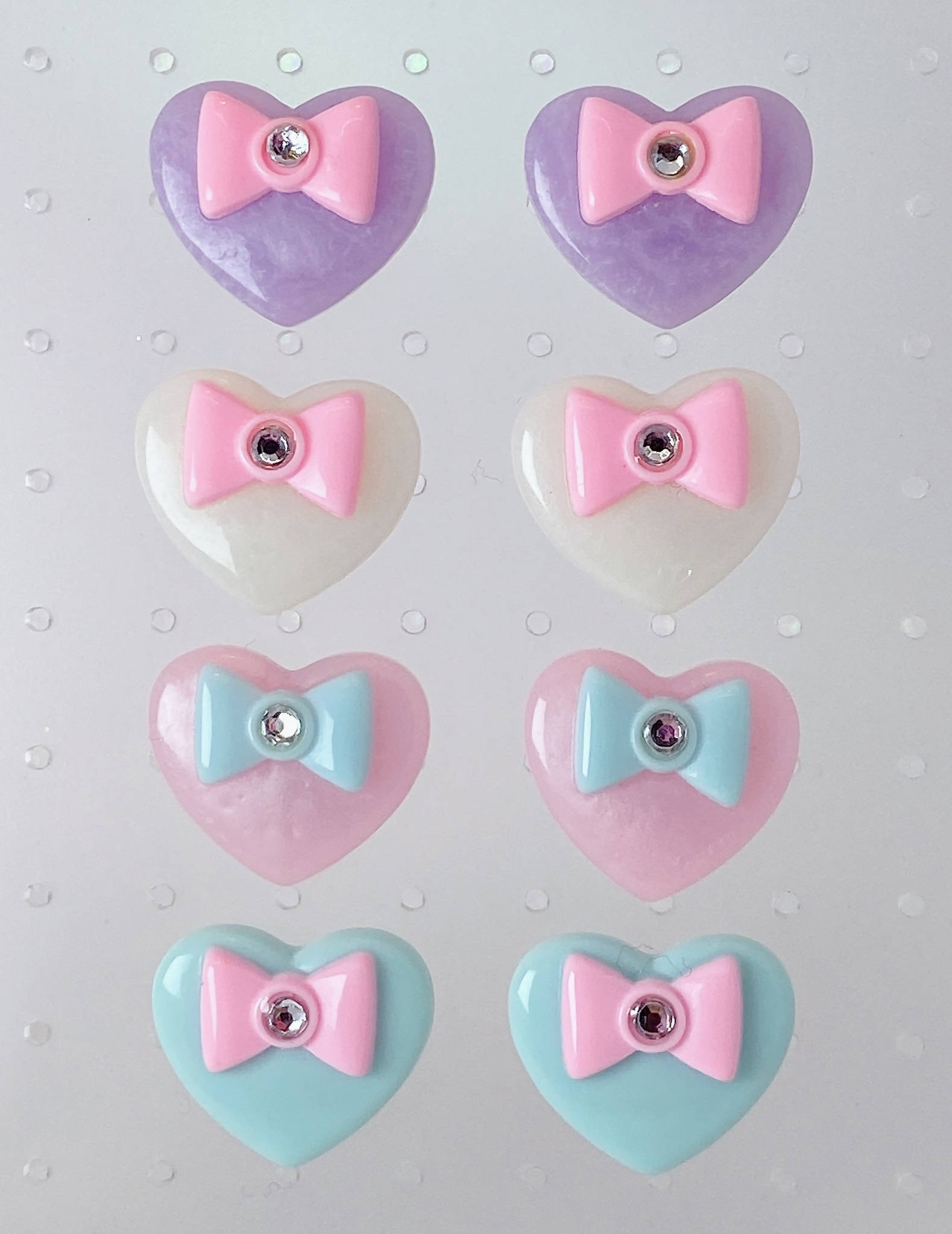 Bow Heart Stud Earrings (4 Colors) - Lolita Collective