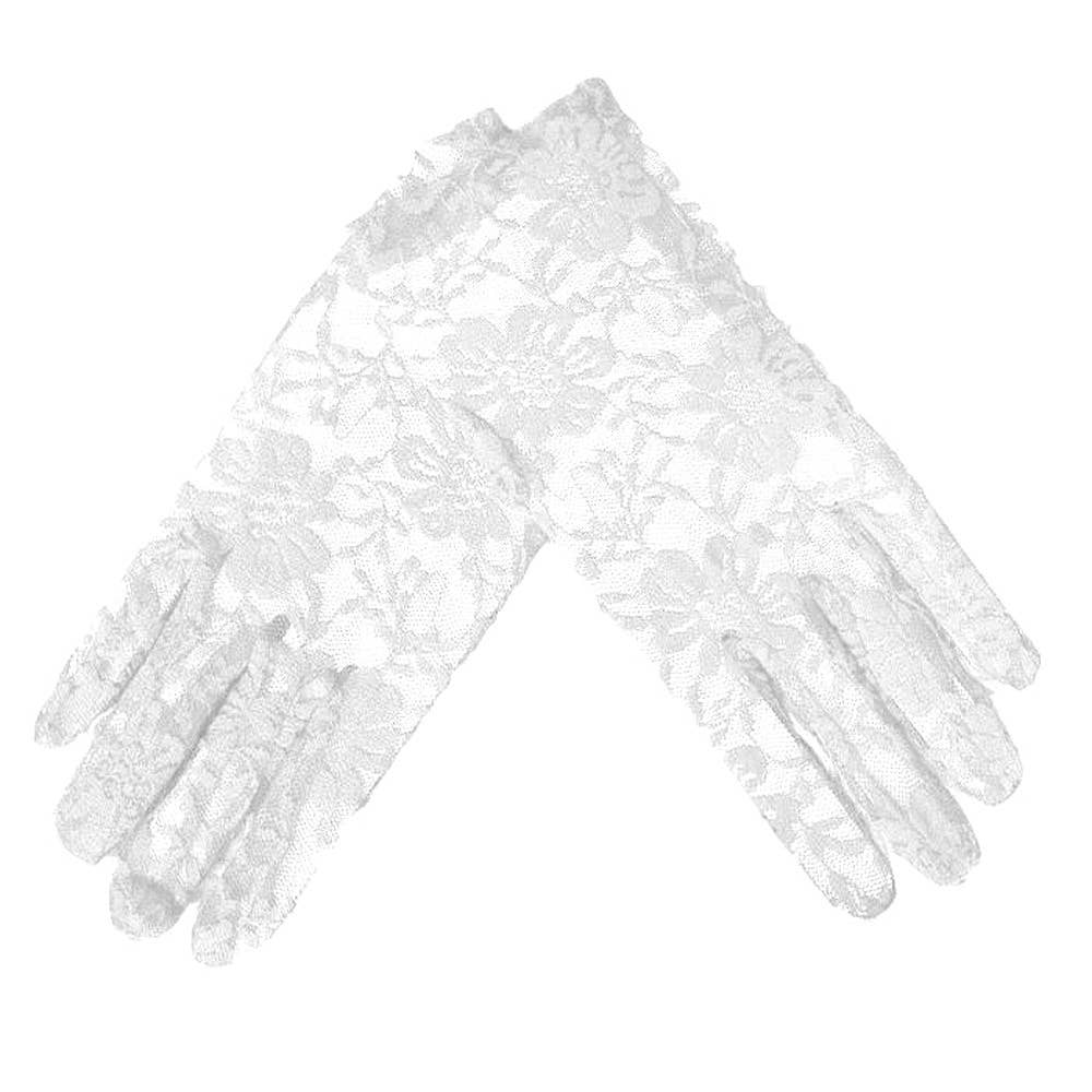 Bridal Mesh Gloves - White