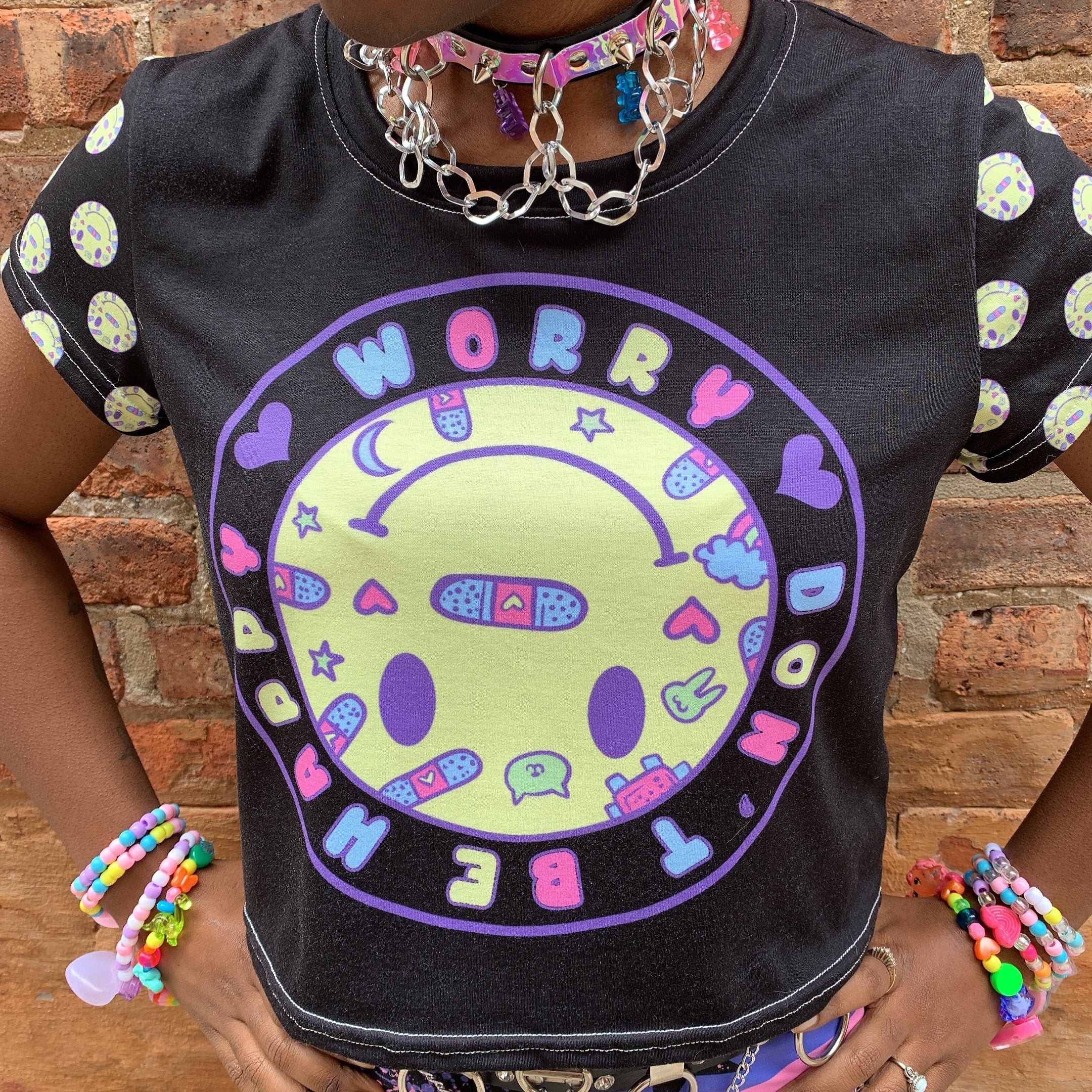 Worry, Don't Be Happy Crop Tee - Lolita Collective
