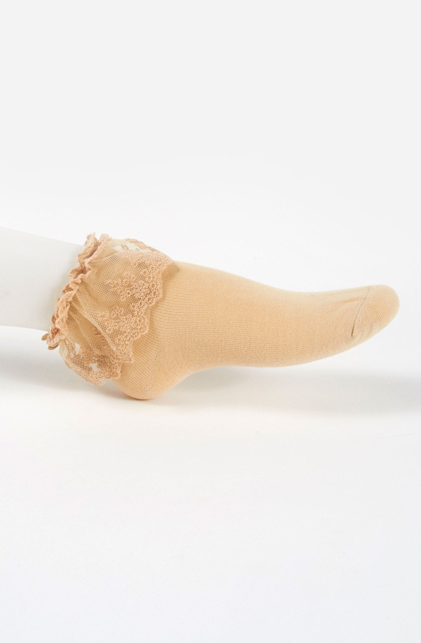 Ankle Socks with Lace in Coffee - Lolita Collective