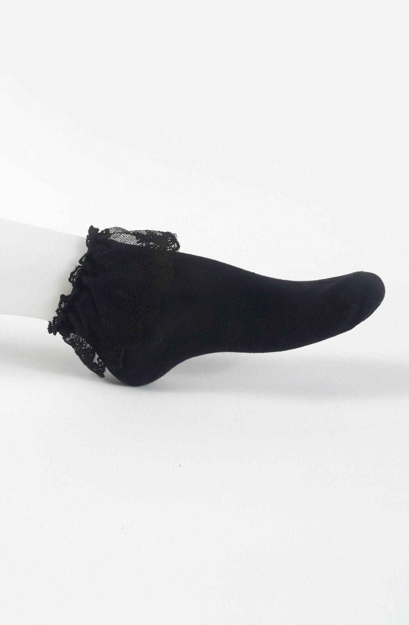 Ankle Socks with Lace in Black - Lolita Collective