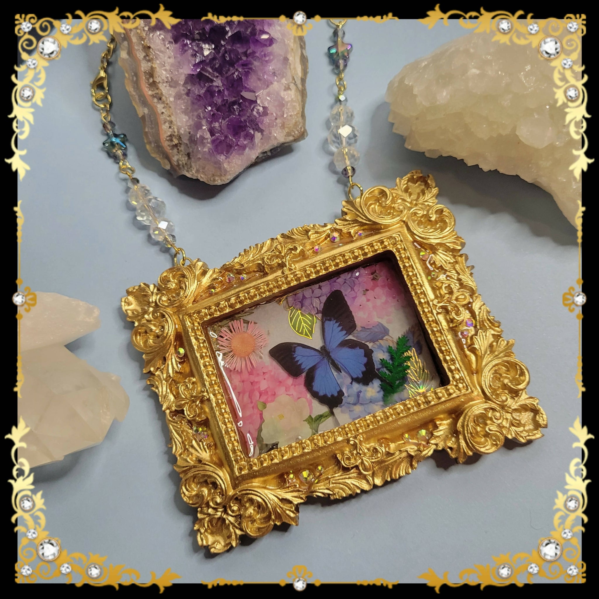Pinned and Preserved - Ornate Butterfly Garden Necklace