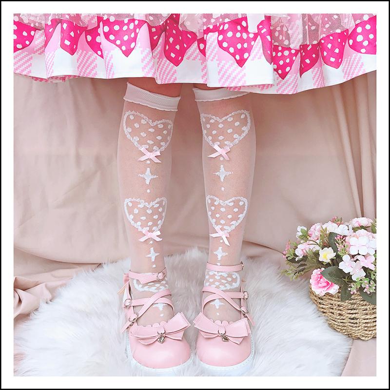 Delicate Heart Over the Knee Socks - Lolita Collective