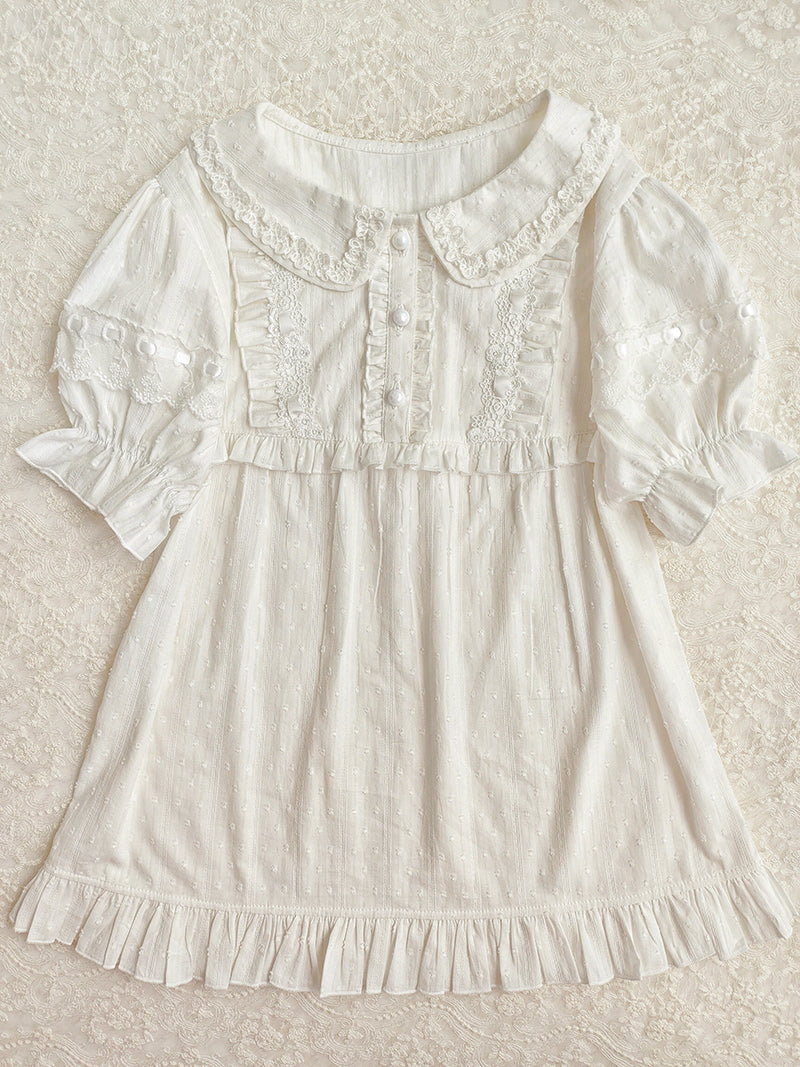 Baby and Girl Peter Pan Collar Blouse With Puff Sleeves Pattern