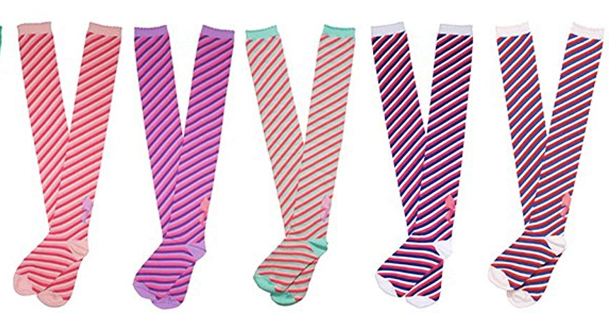 Diagonal Stripe Over the Knee Socks (5 Colors) - Lolita Collective