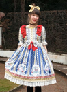 Rococo Bouquet Onepiece in Navy Blue - Lolita Collective