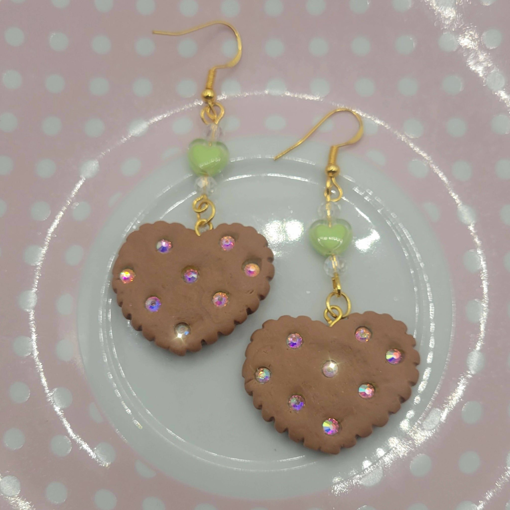 Heart Sparkle Biscuit Earrings