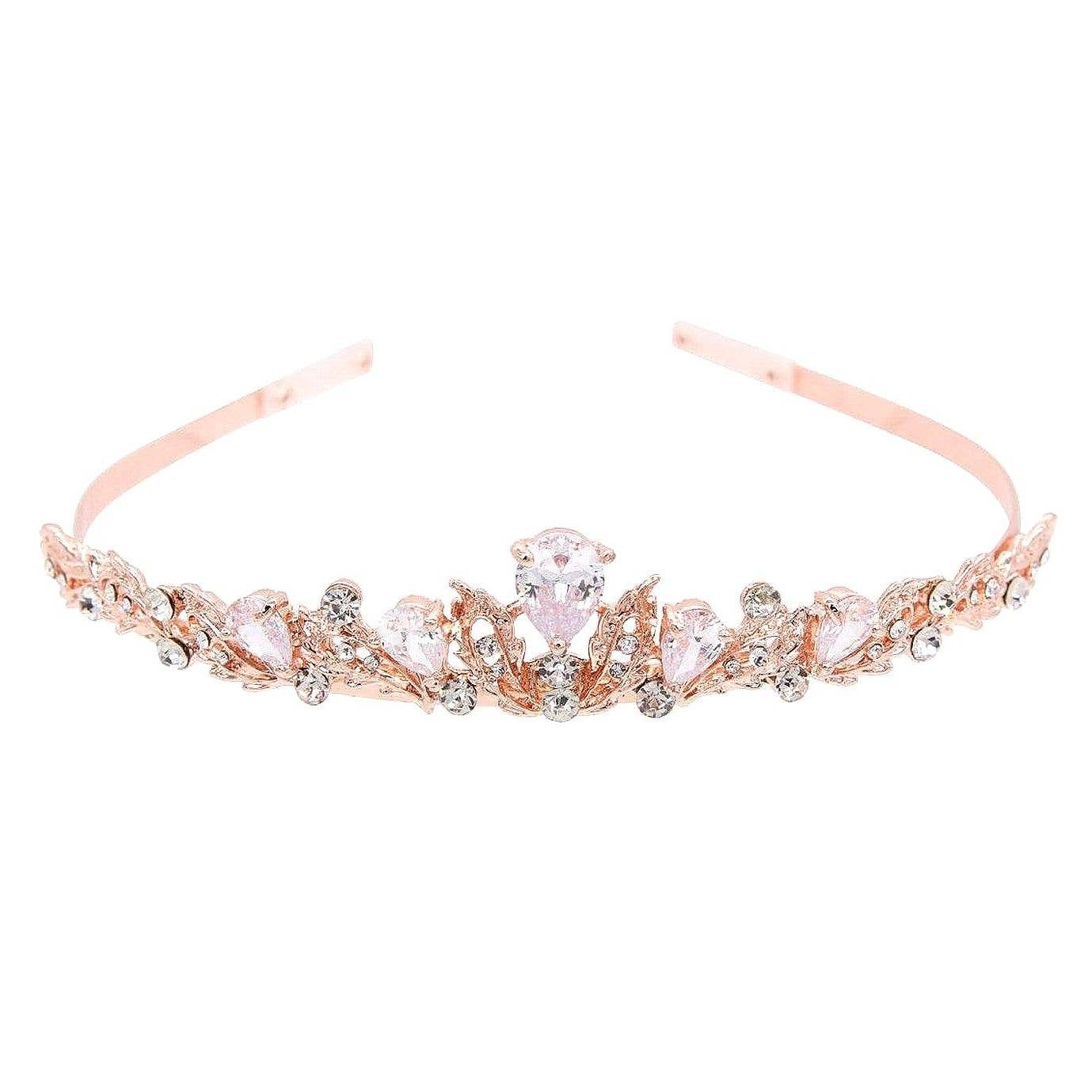 Victorious Flower Tiara - Rose Gold x Clear
