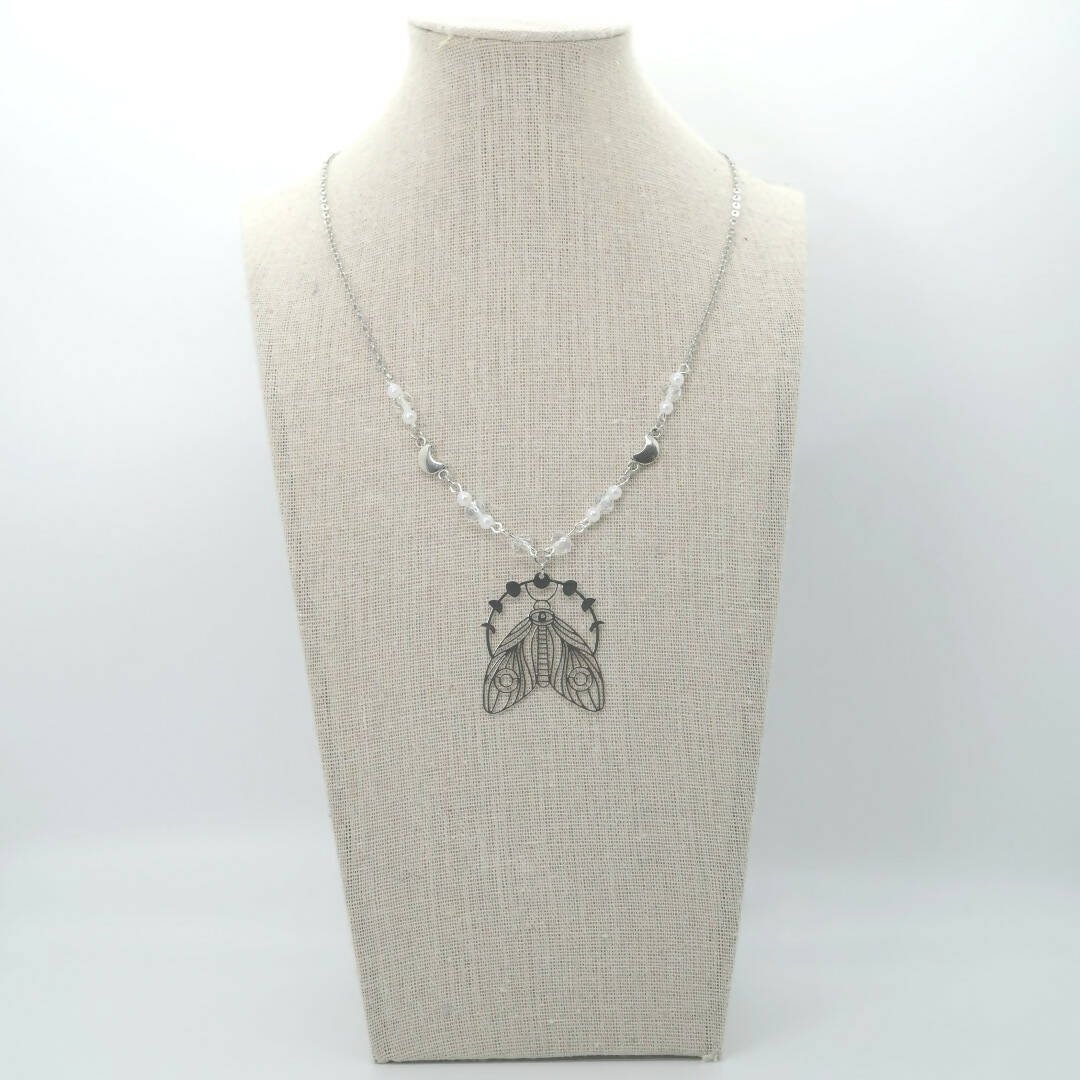 Silver Celestial Moth Necklace