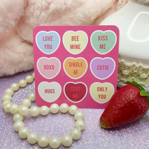 Conversation Heart Mini Sticker Sheets 2pc