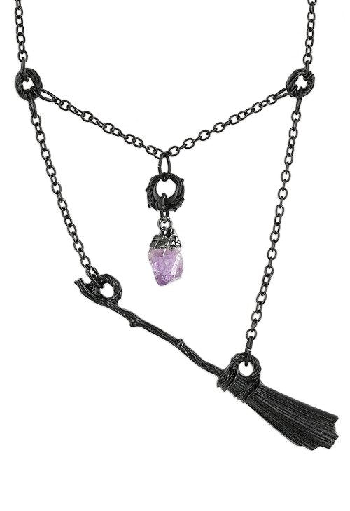 Gothic Witch Broomstick Necklace - Lolita Collective
