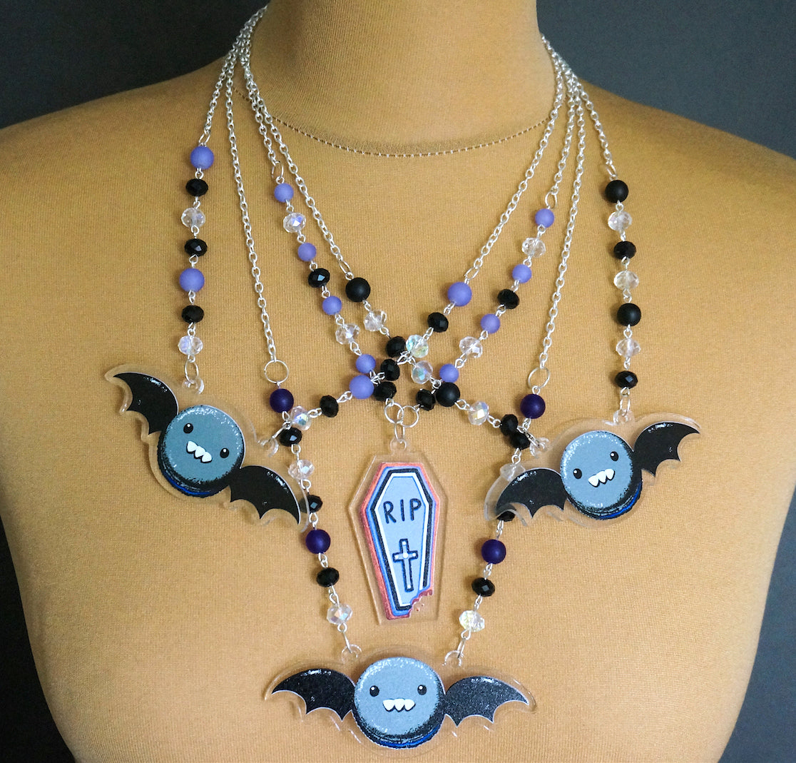 Spooky Macaron or Coffin Necklace (4 Colors) - Lolita Collective