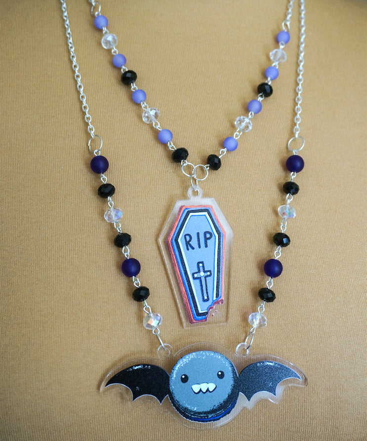 Spooky Macaron or Coffin Necklace (4 Colors) - Lolita Collective