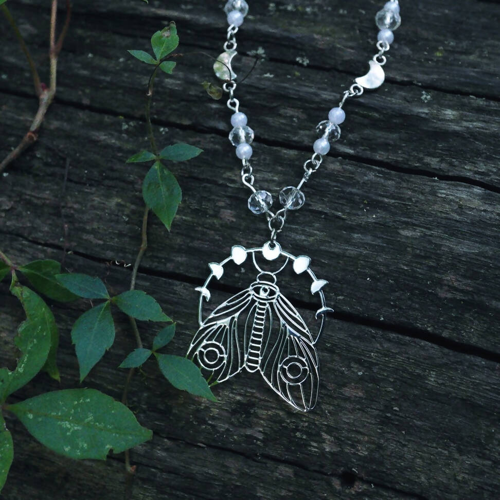 Silver Celestial Moth Necklace
