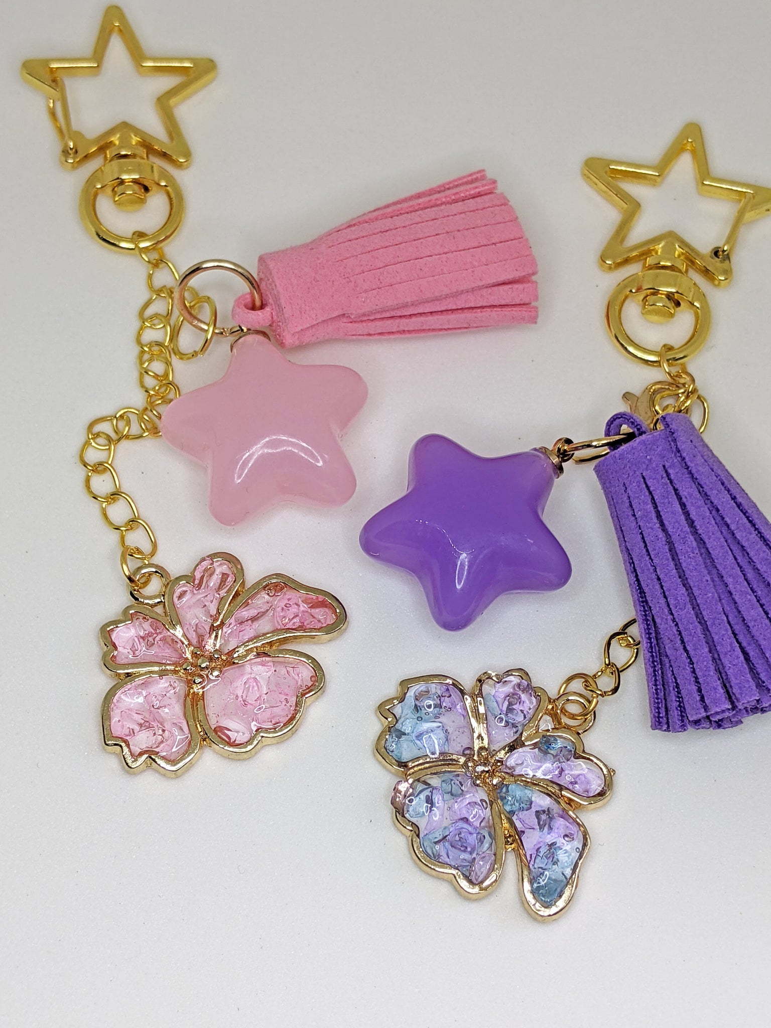Star Flower Transparent Space Resin Keychain- Pink or Purple - Lolita Collective