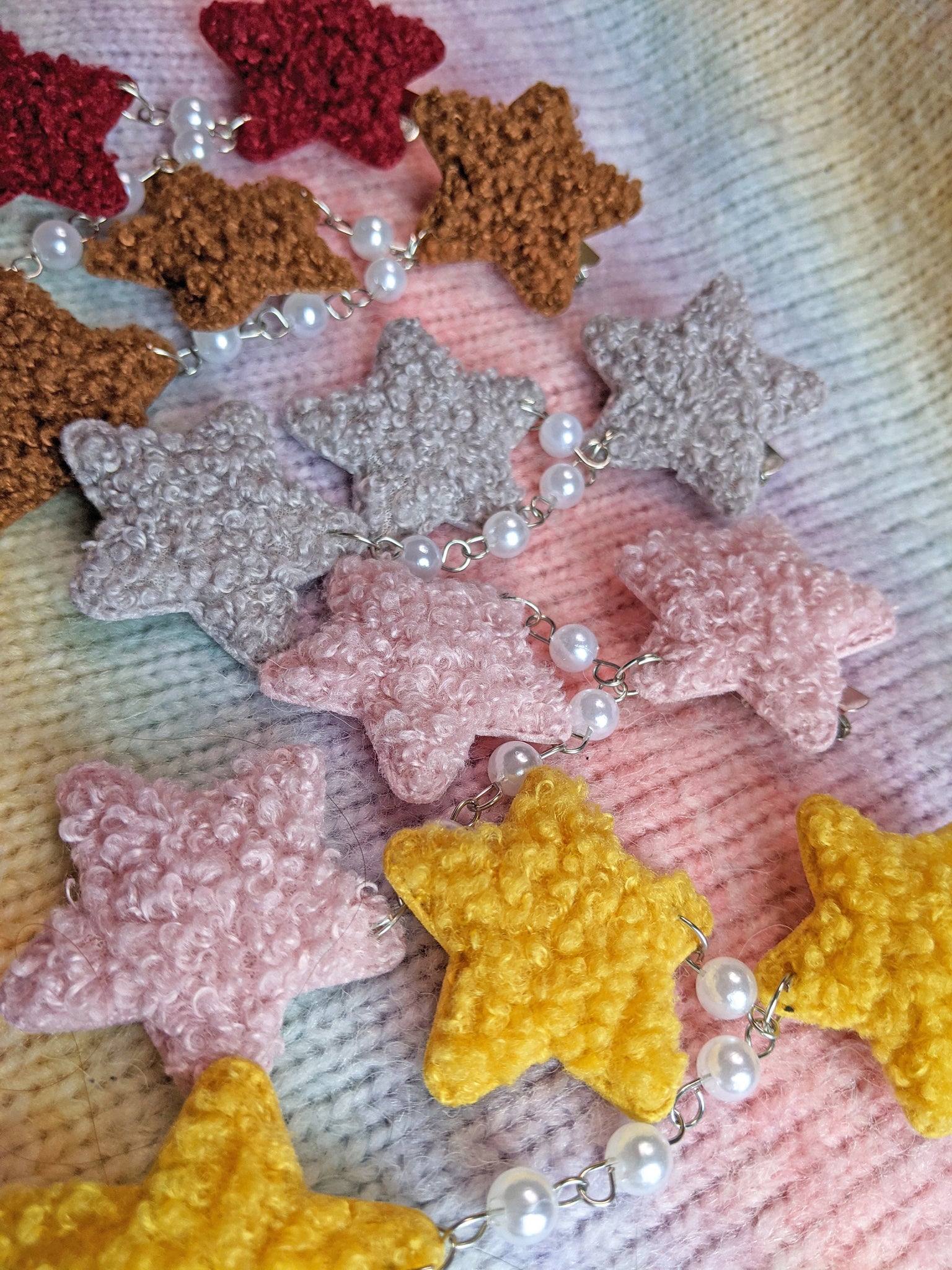 2-Way Fuzzy Teddy Bear Star Clips- Choose your color