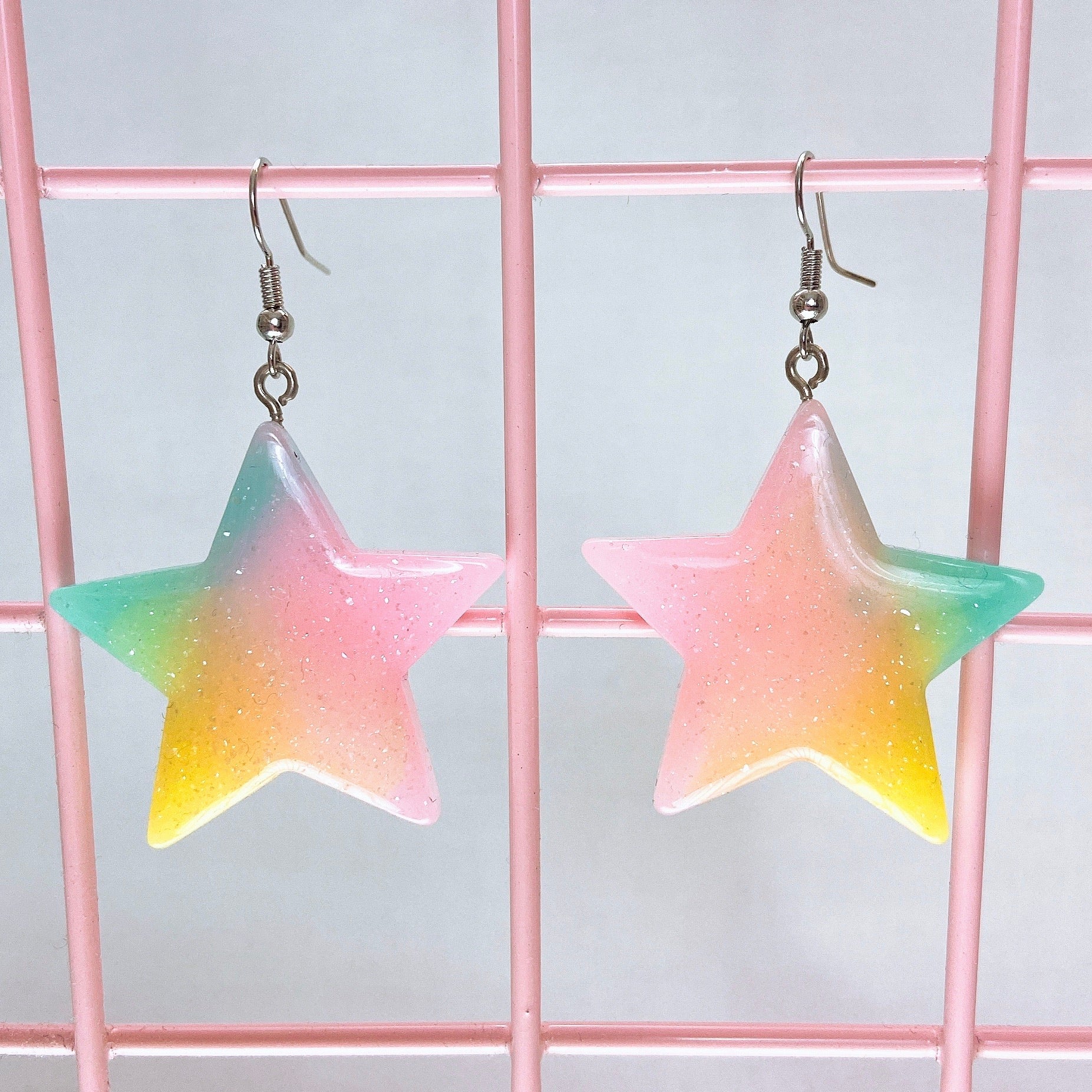 Pastel Glitter Star Earrings (2 Colors) - Lolita Collective