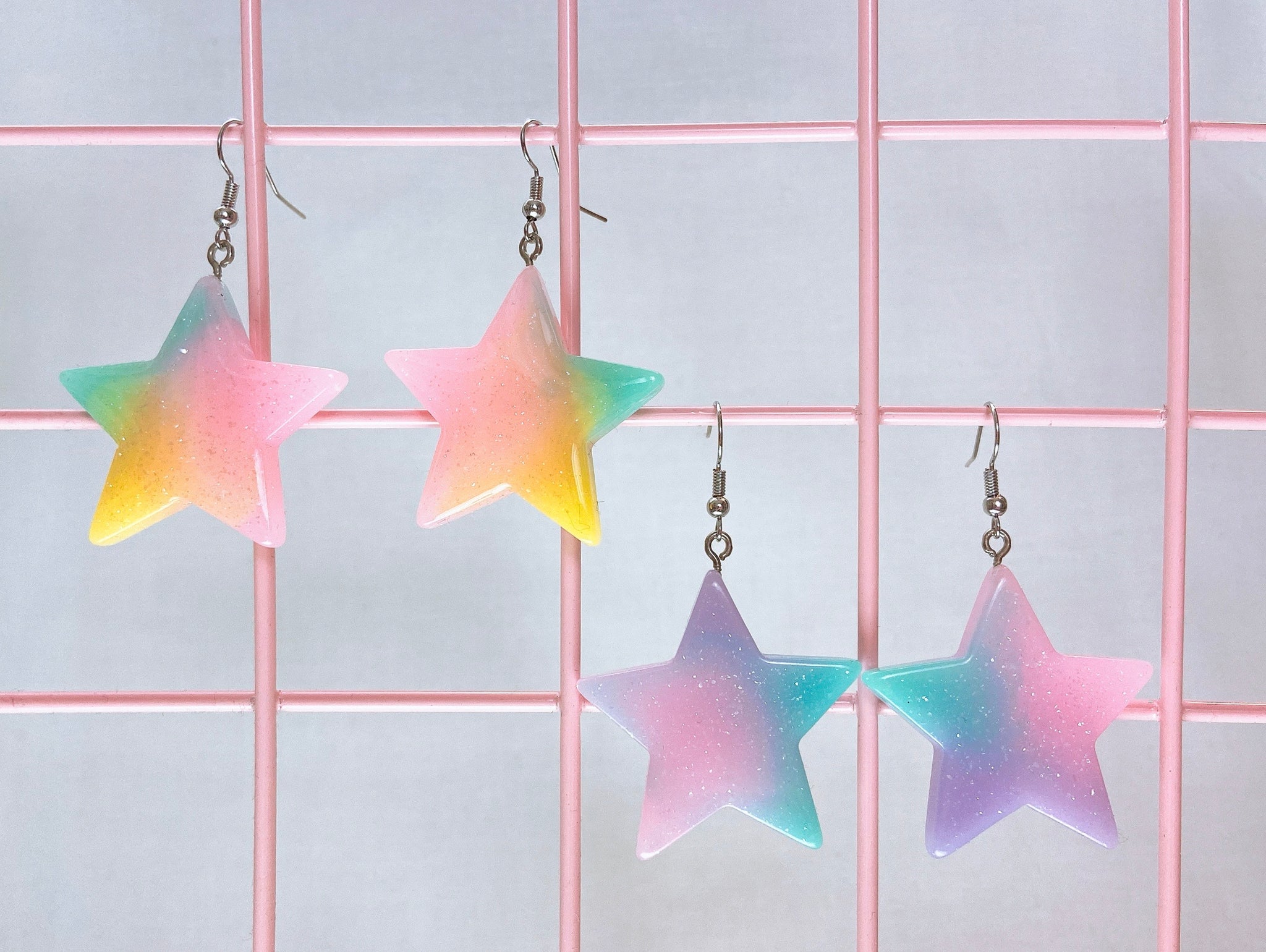Pastel Glitter Star Earrings (2 Colors) - Lolita Collective