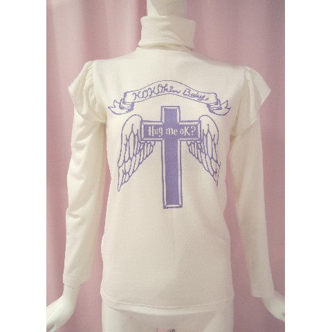 Hug Me Ok? Holy Cross Cutsew Long Sleeve T-shirt (3 Colors) - Lolita Collective