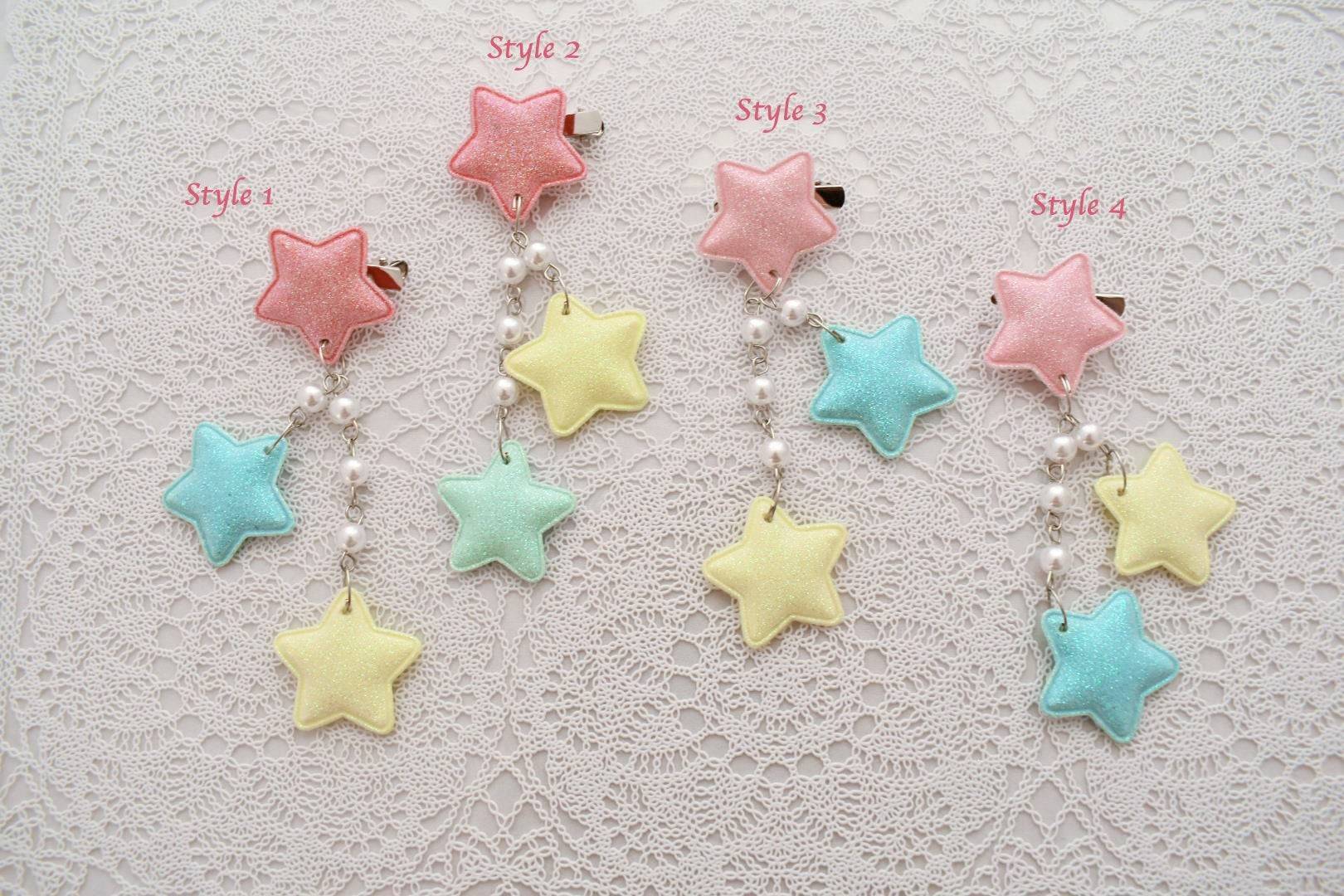 2-Way Multi Pastel Star Clips (4 Colors) - Lolita Collective