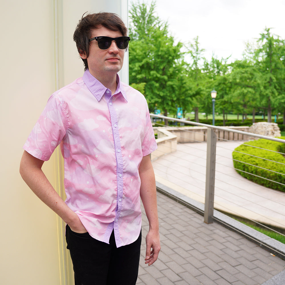 Starcrossed Skies Pink Button Up Shirt