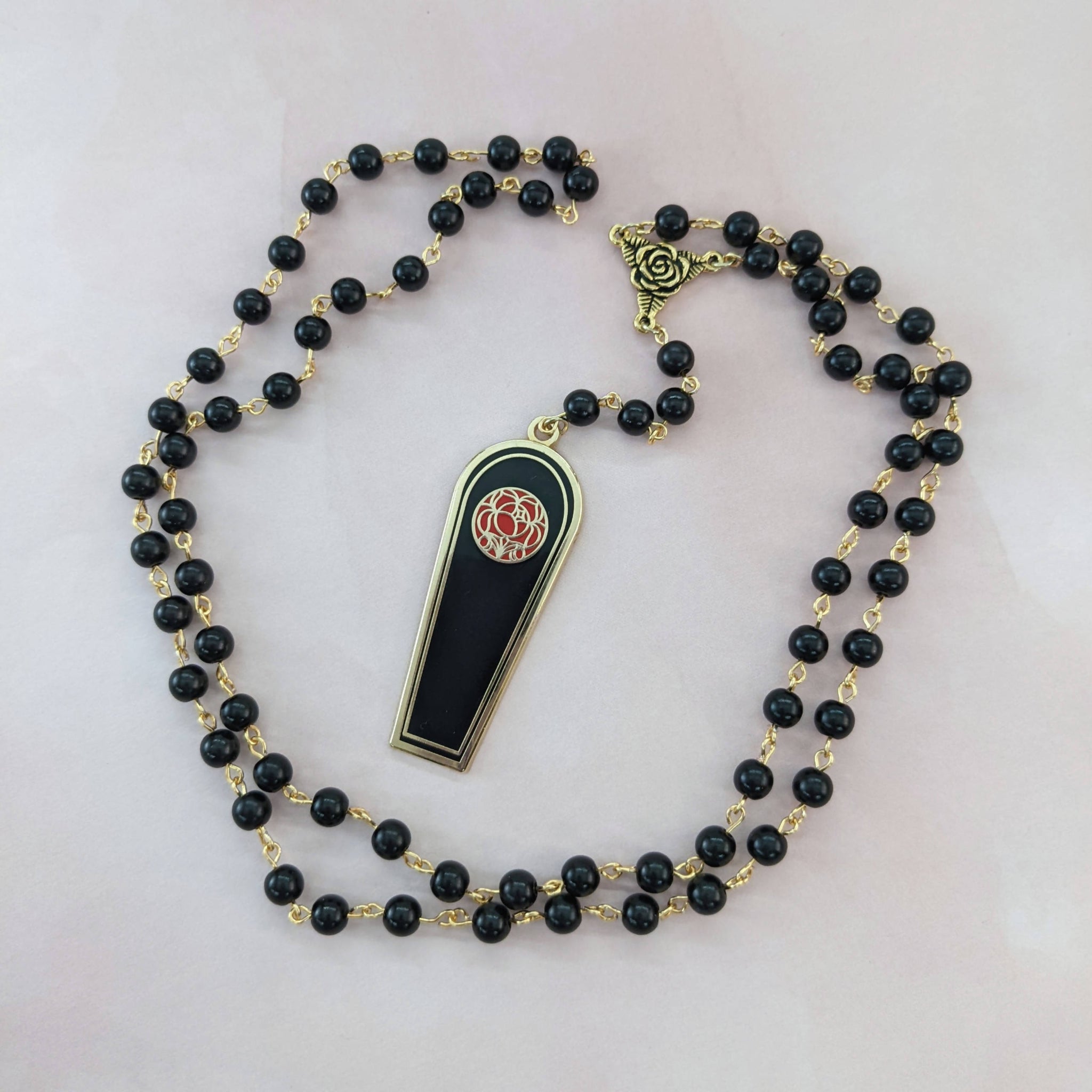 Utena Rose Seal Coffin Rosary Necklace