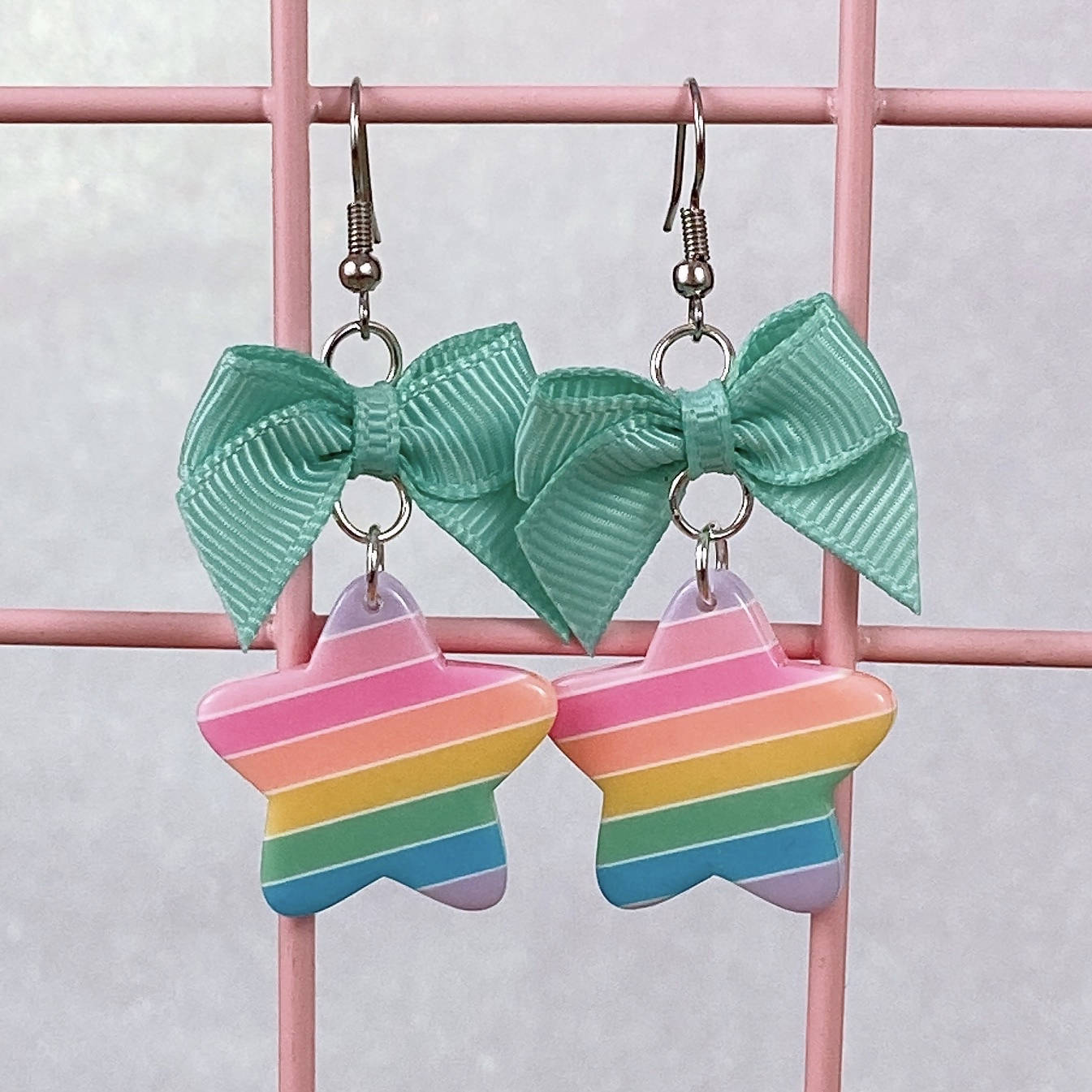 Pastel Stripe Star Earrings (5 Colors) - Lolita Collective